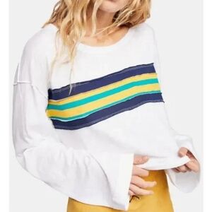 FREE PEOPLE | WE THE FREE Ziggy Retro‎ Striped Cropped Long Sleeve Tee Women's S